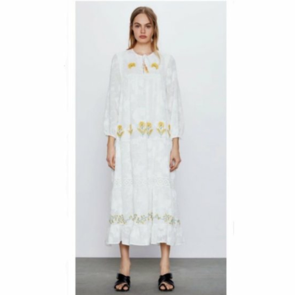 Zara Canary Island embroidered maxi dress - Picture 3 of 16